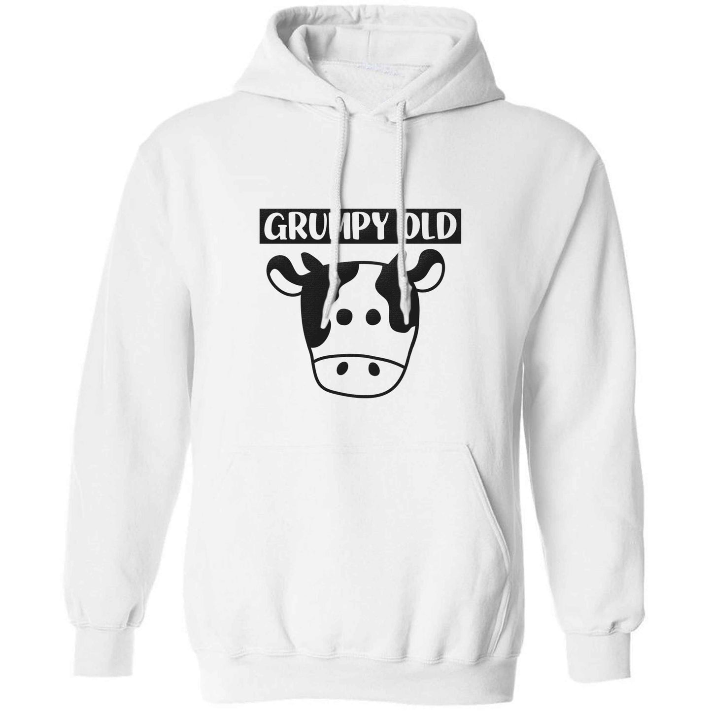 Grumpy old cow adults unisex white hoodie 2XL
