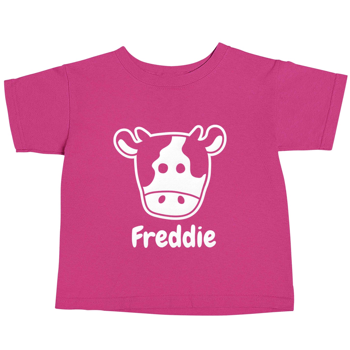 Personalised cow illustration with any name pink baby toddler Tshirt 2 Years