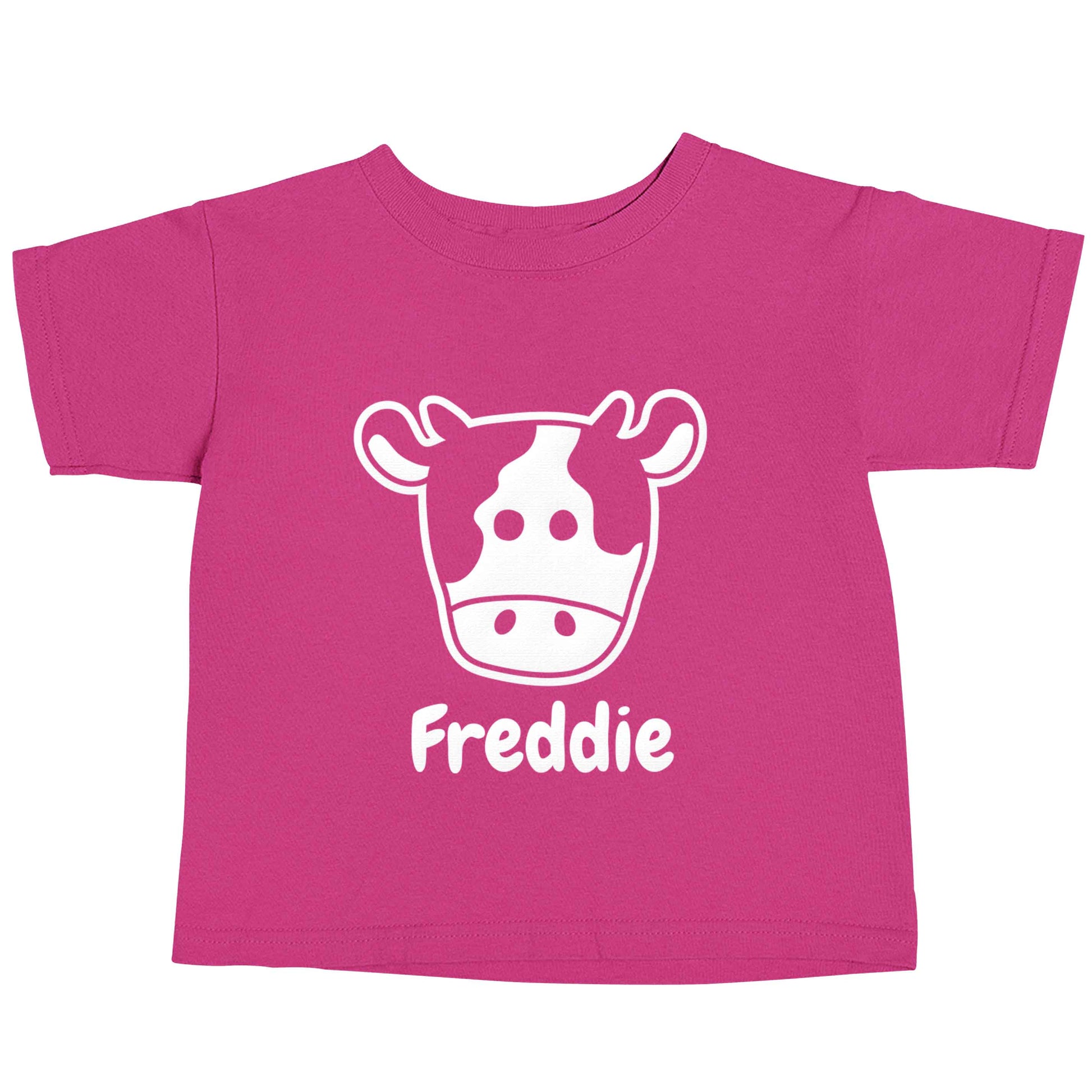 Personalised cow illustration with any name pink baby toddler Tshirt 2 Years