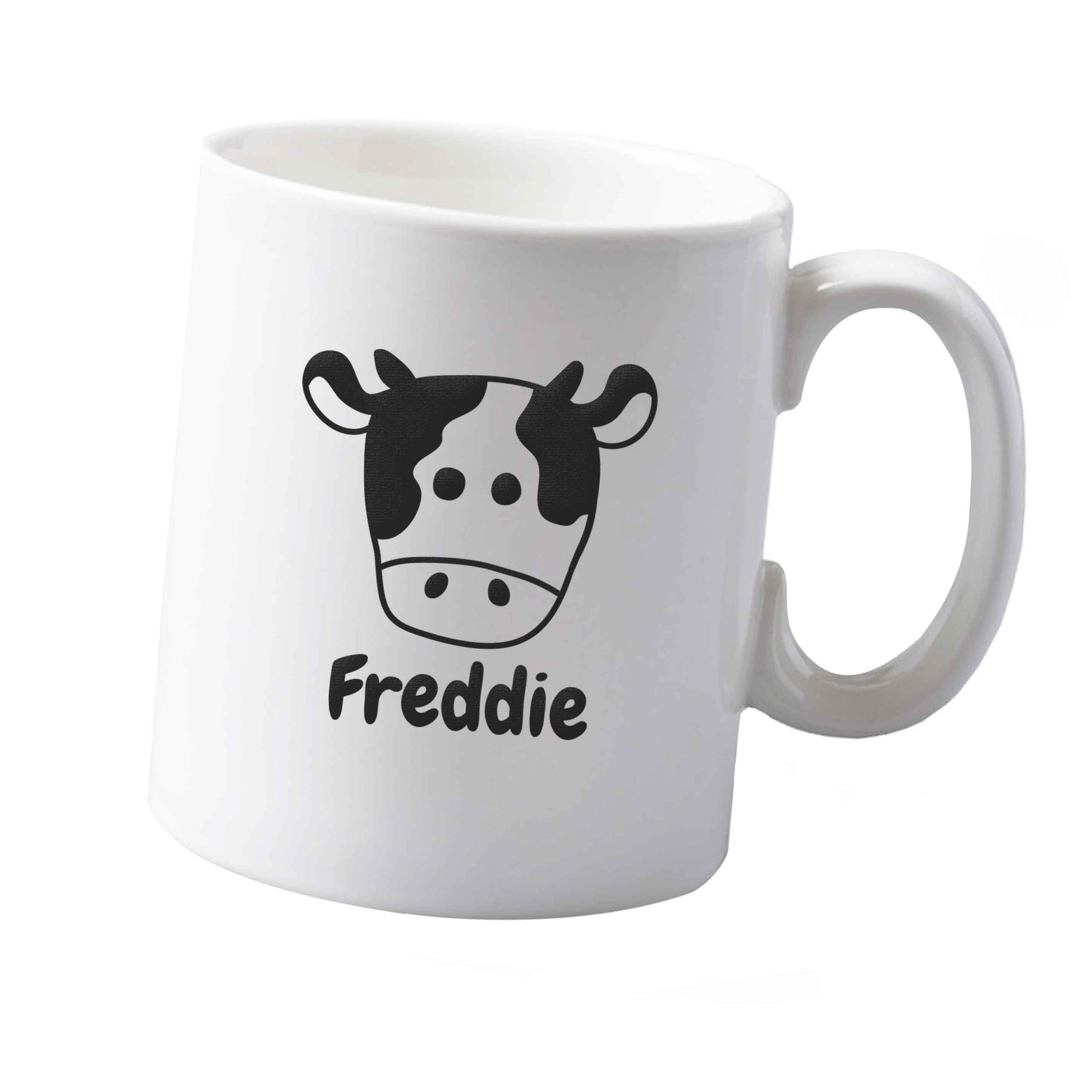 10 oz Personalised cow illustration with any name ceramic mug  both sides