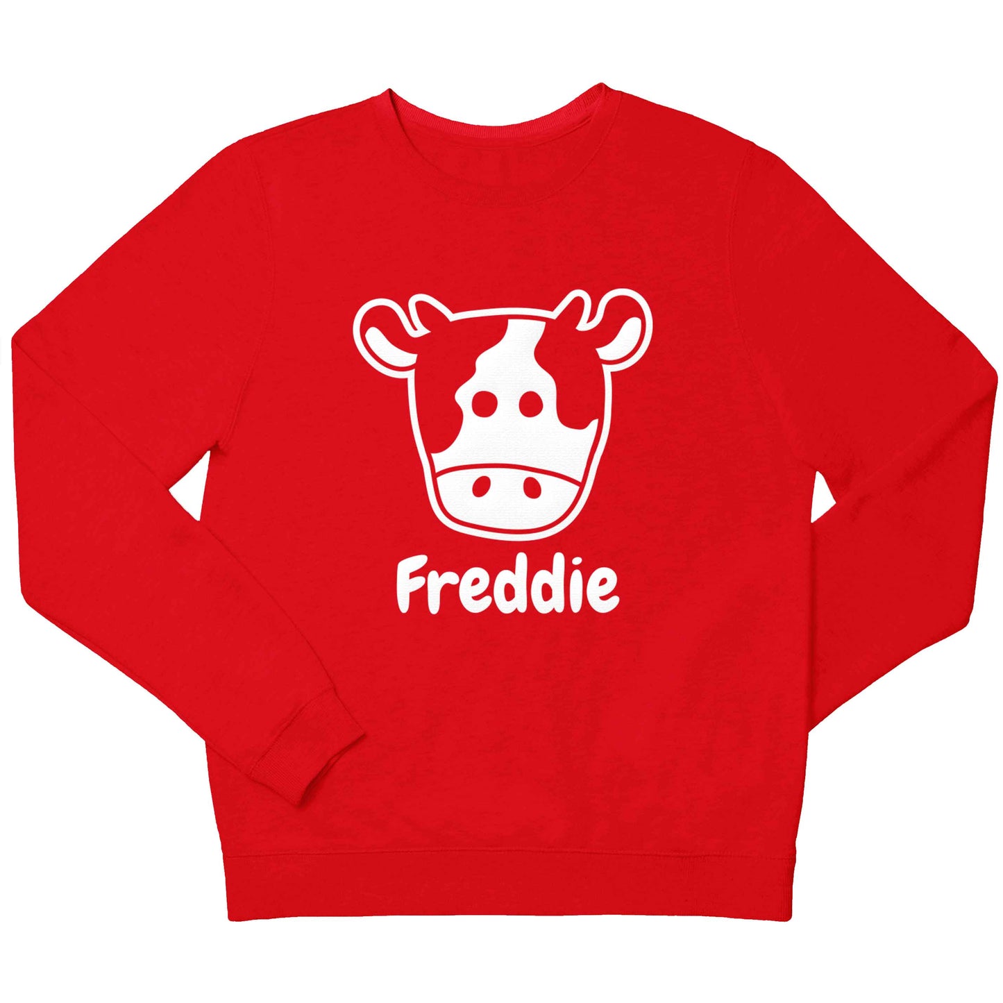Personalised cow illustration with any name children's grey sweater 12-13 Years