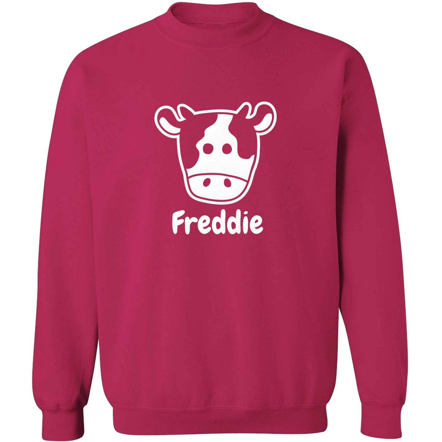 Personalised cow illustration with any name adult's unisex pink sweater 2XL