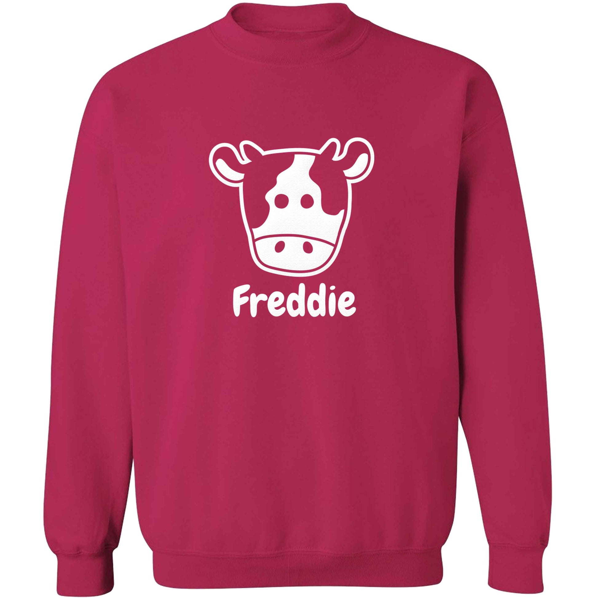 Personalised cow illustration with any name adult's unisex pink sweater 2XL