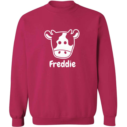 Personalised cow illustration with any name adult's unisex pink sweater 2XL