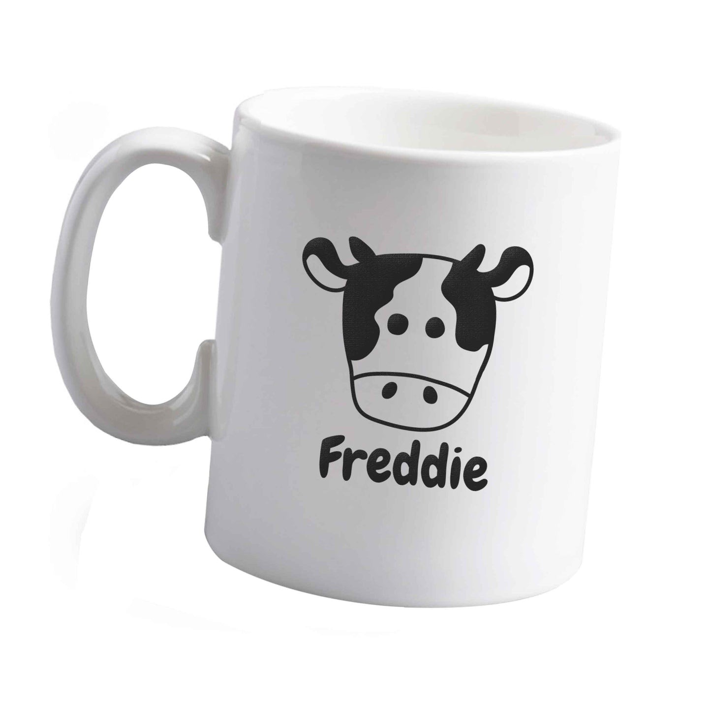 10 oz Personalised cow illustration with any name ceramic mug left sided