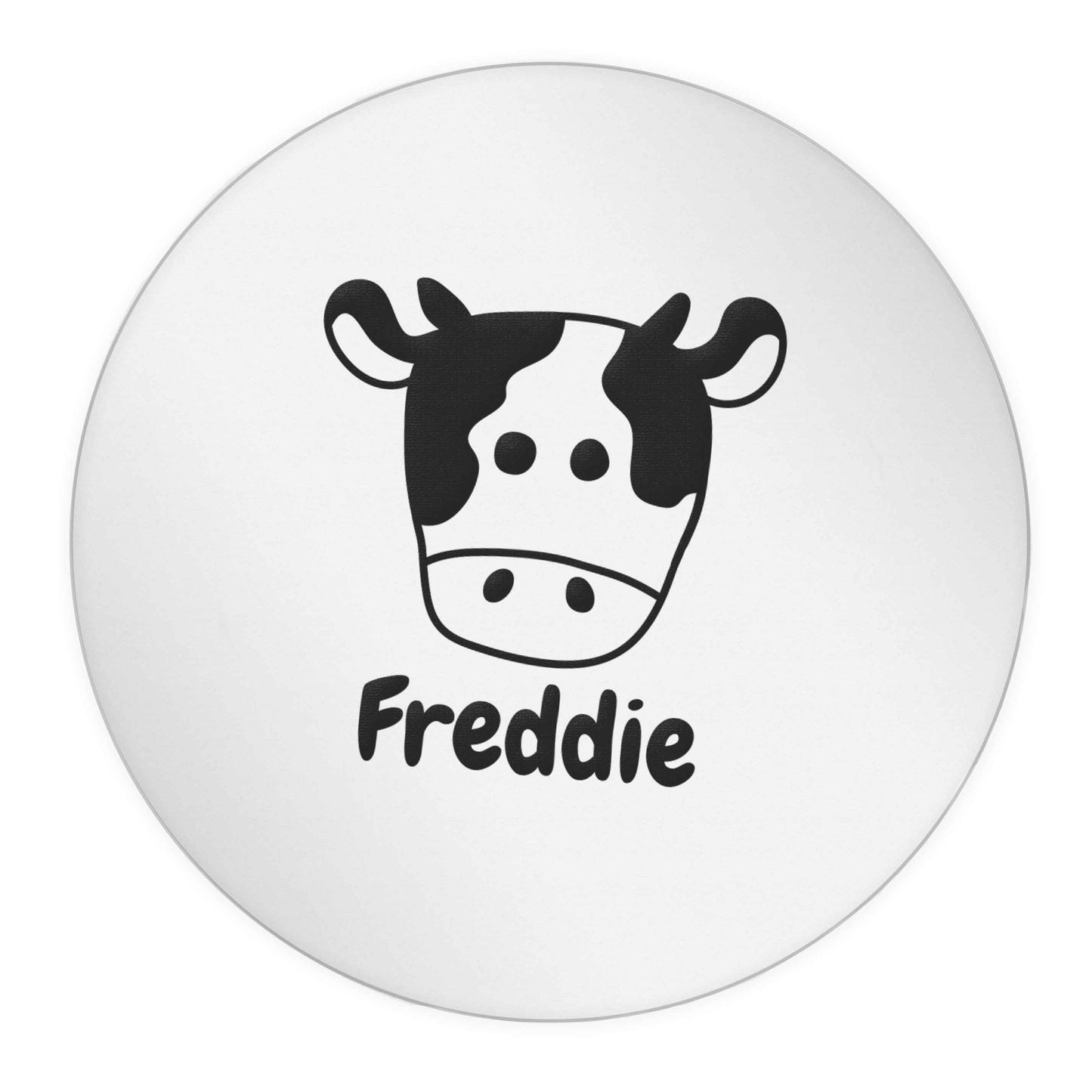 Personalised cow illustration with any name 24 @ 45mm matt circle stickers