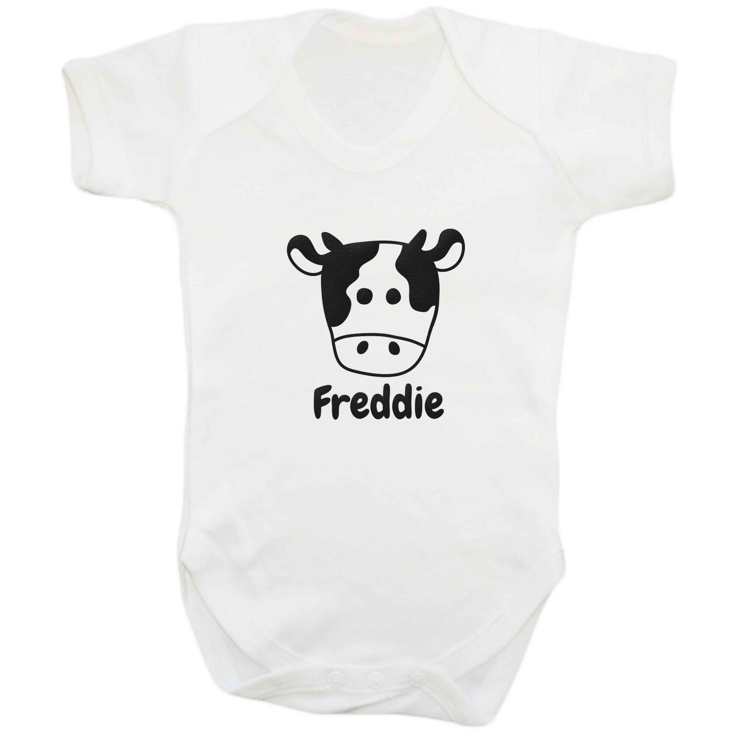 Personalised cow illustration with any name baby bodysuit white 18-24 months