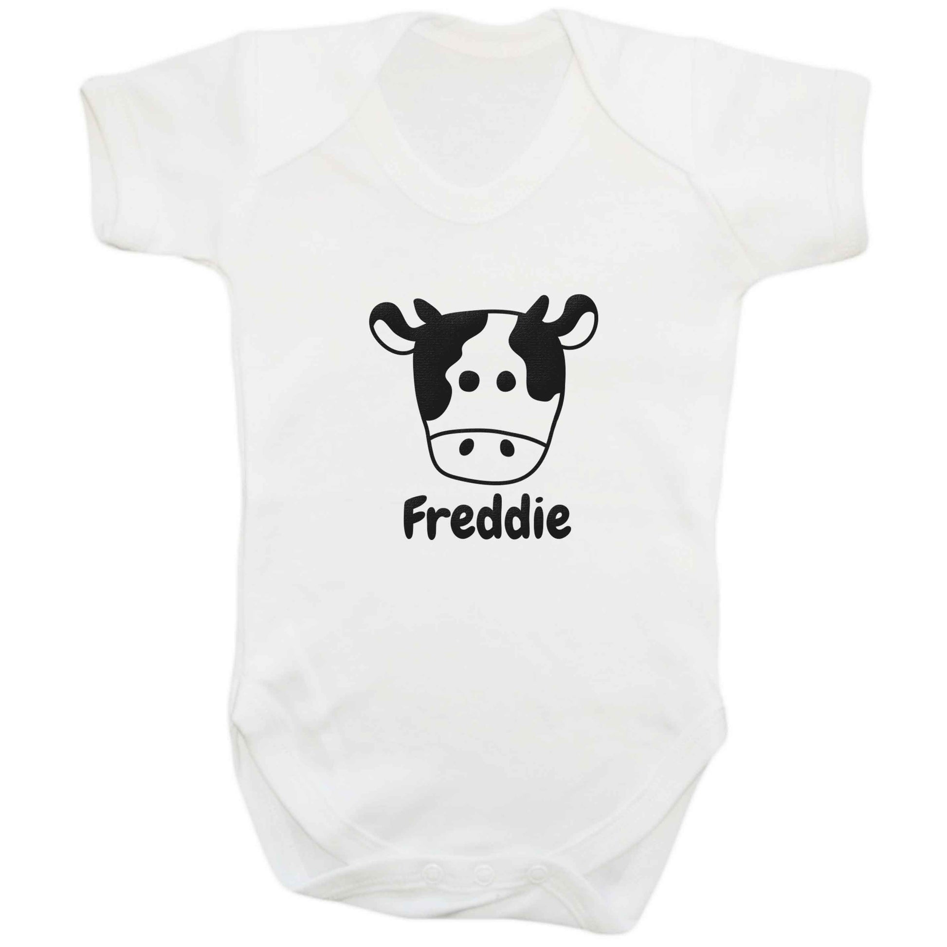 Personalised cow illustration with any name baby bodysuit white 18-24 months