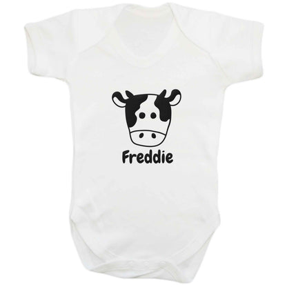Personalised cow illustration with any name baby bodysuit white 18-24 months