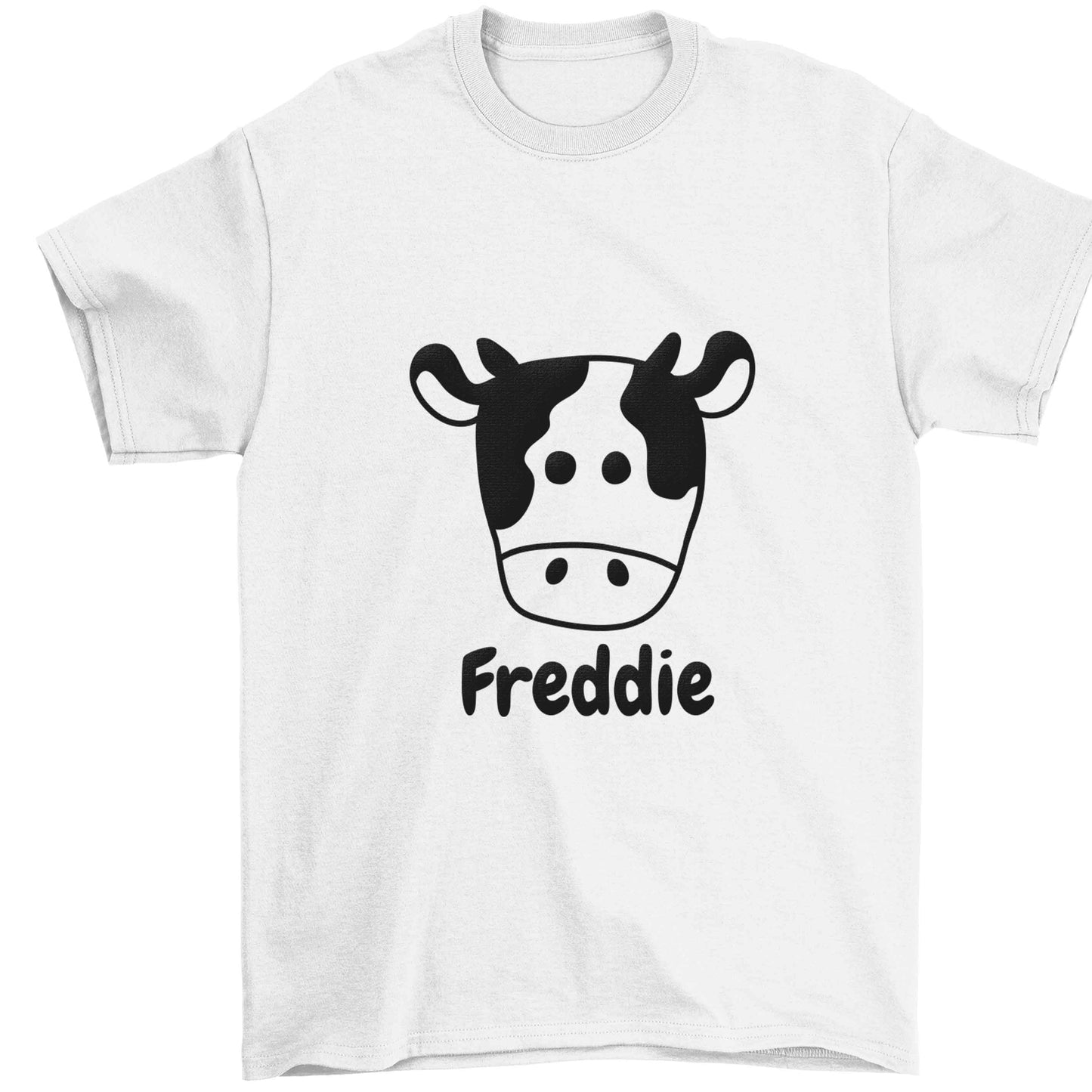 Personalised cow illustration with any name Children's white Tshirt 12-13 Years