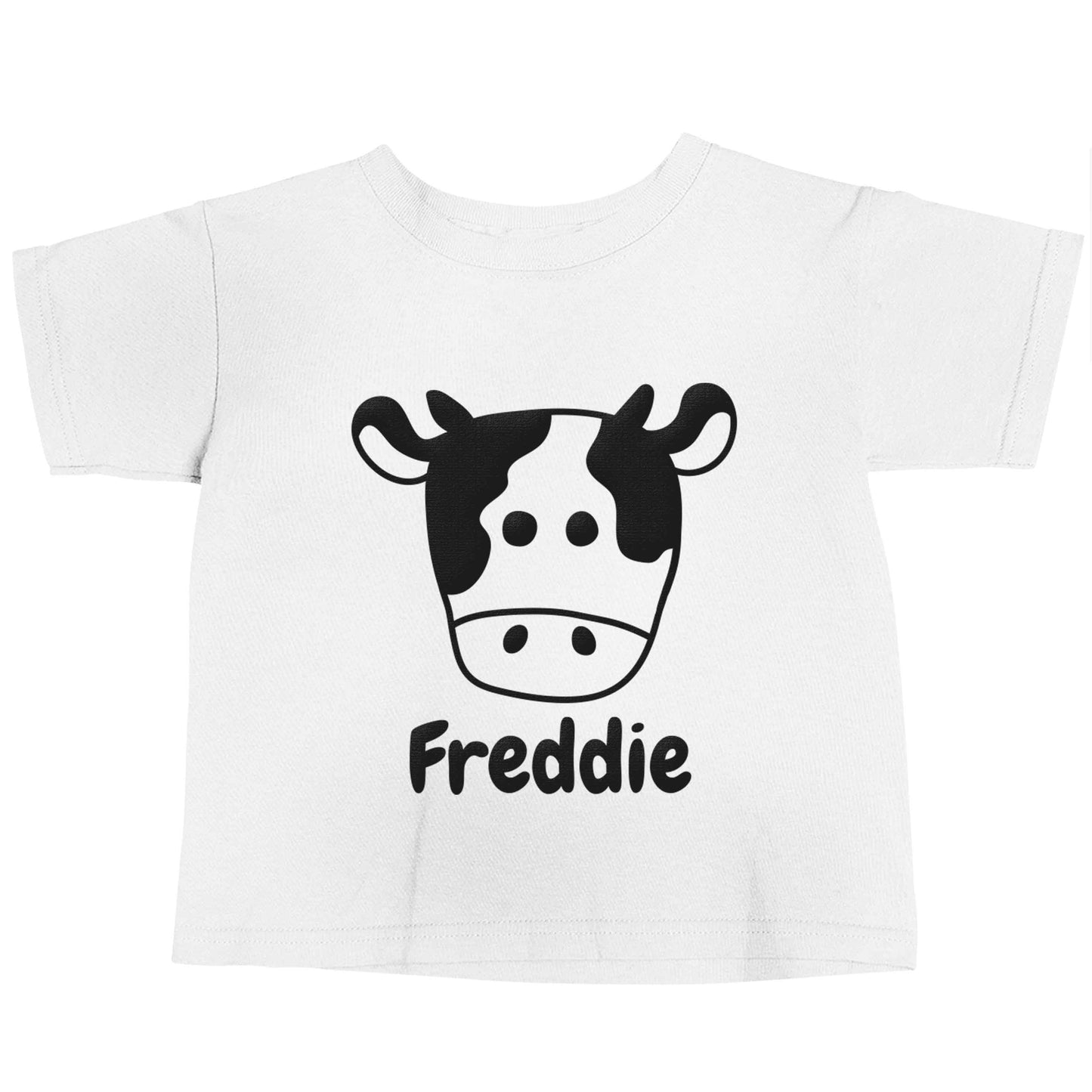 Personalised cow illustration with any name white baby toddler Tshirt 2 Years