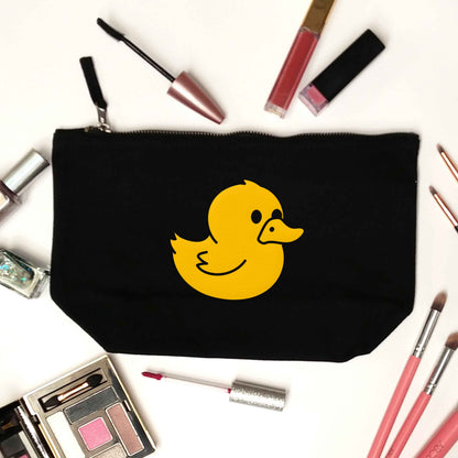 Duck illustration black makeup bag