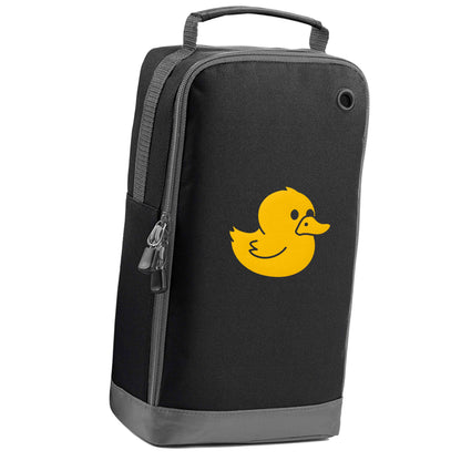 Duck illustration black sports shoe bag vertical print