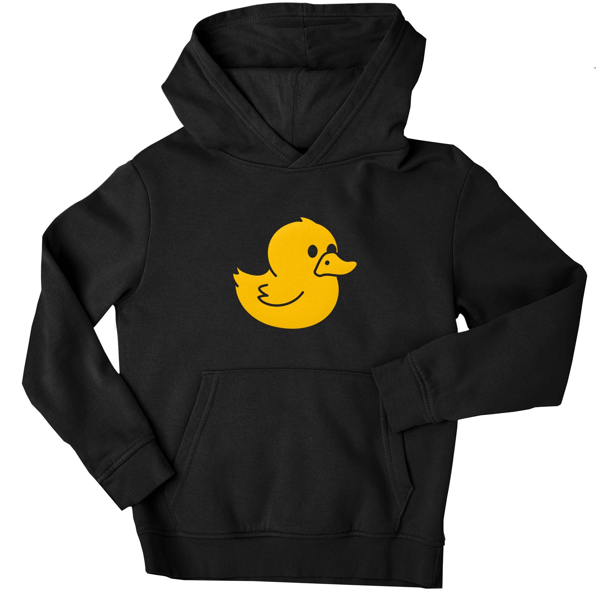 Duck illustration children's black hoodie 12-13 Years