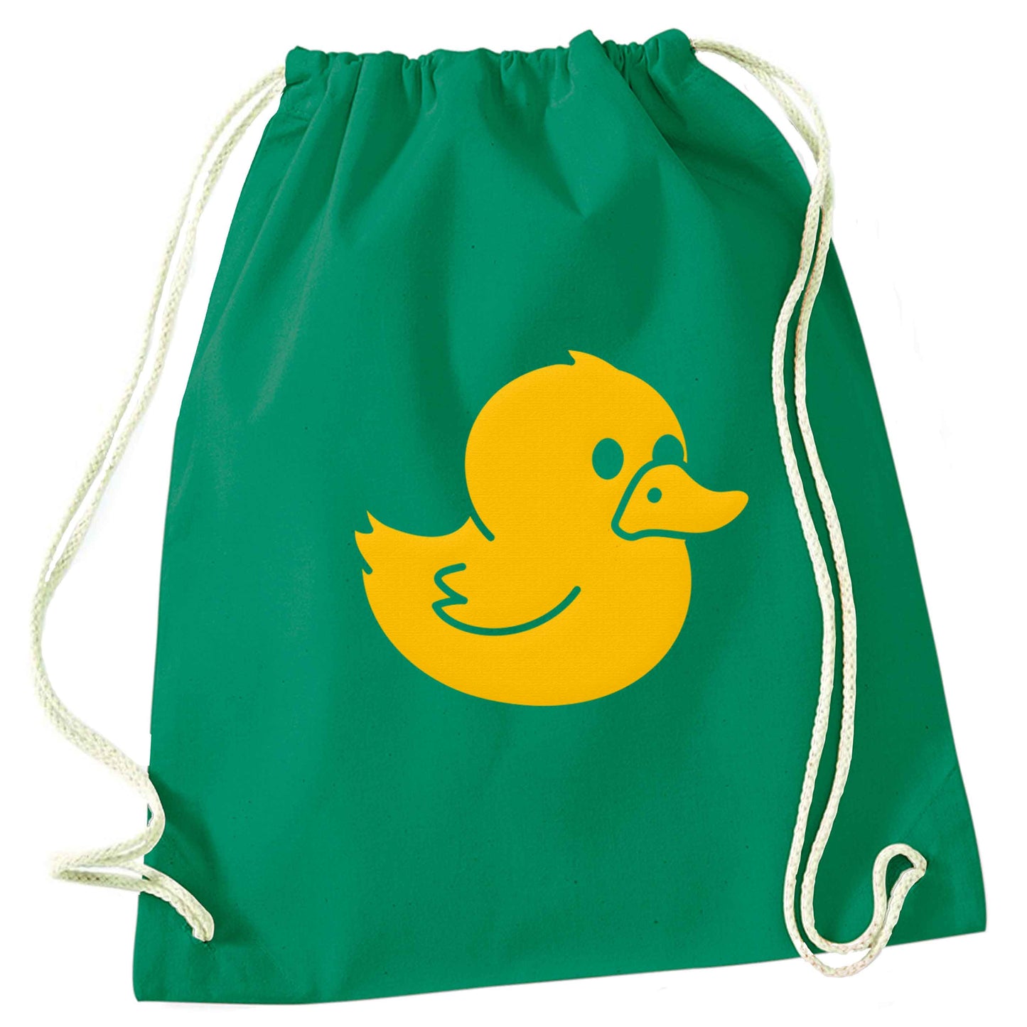 Duck illustration green drawstring bag