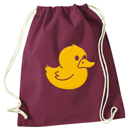 Duck illustration maroon drawstring bag