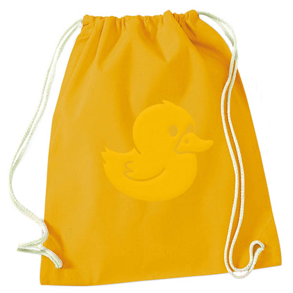Duck illustration mustard drawstring bag