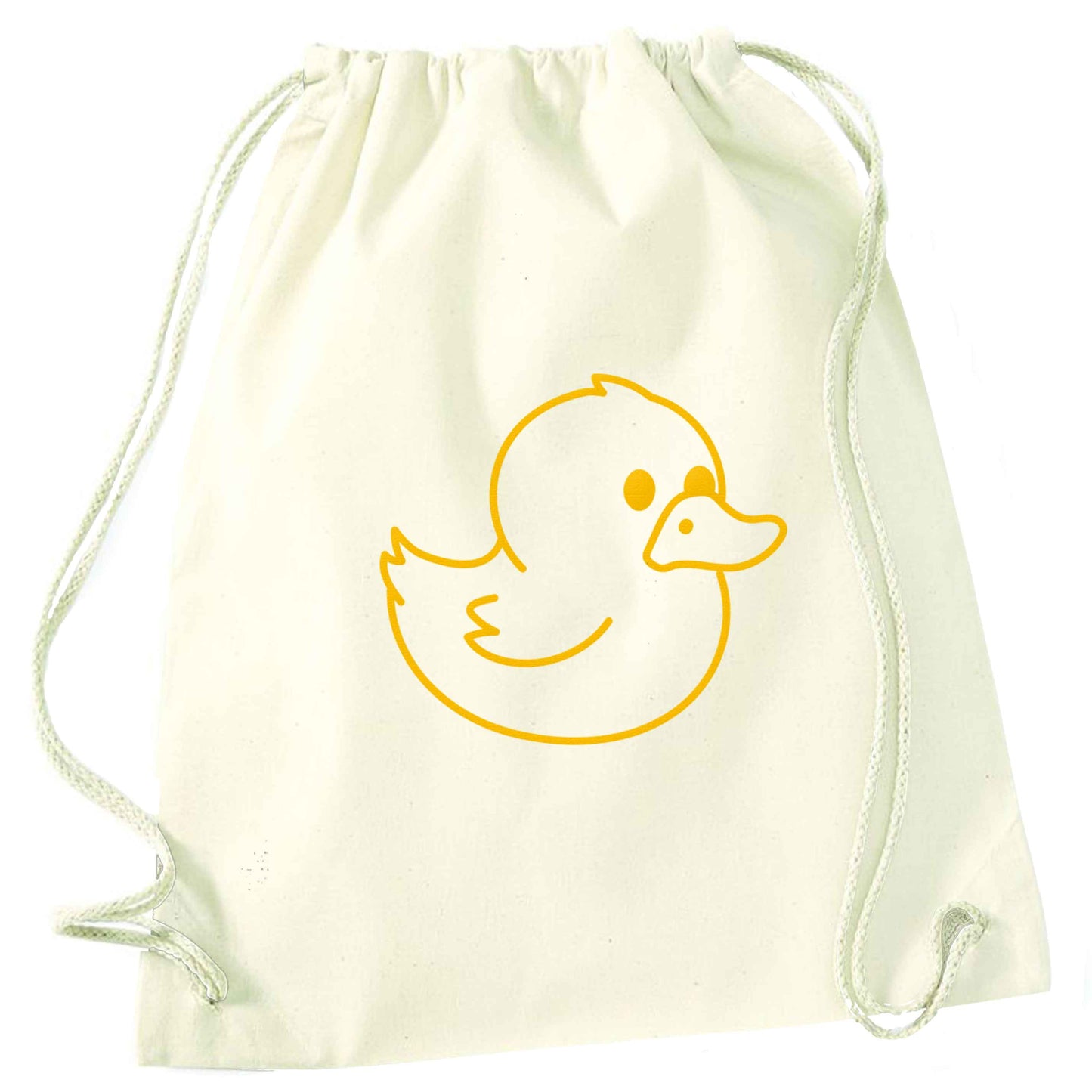 Duck illustration natural drawstring bag