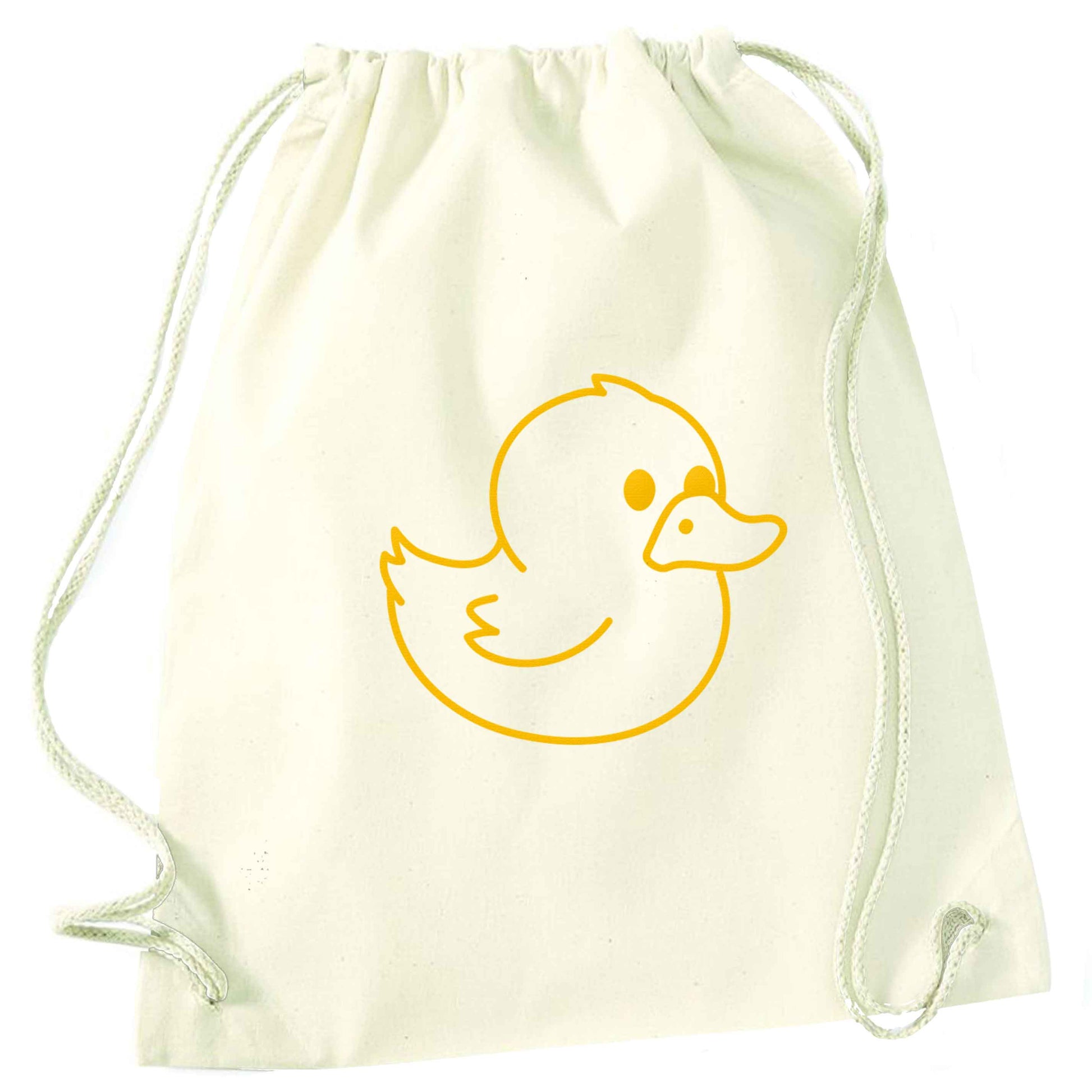 Duck illustration natural drawstring bag