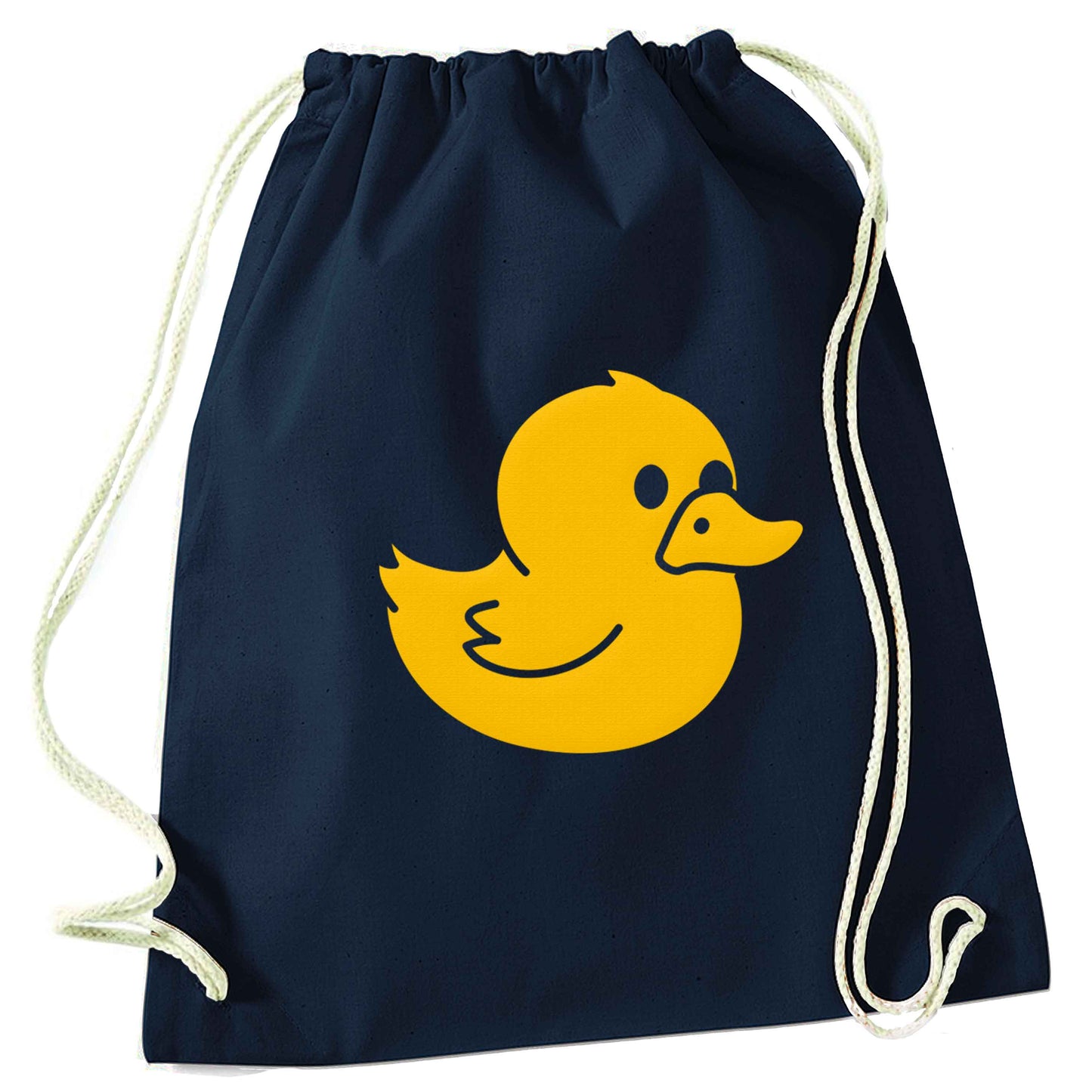 Duck illustration navy drawstring bag