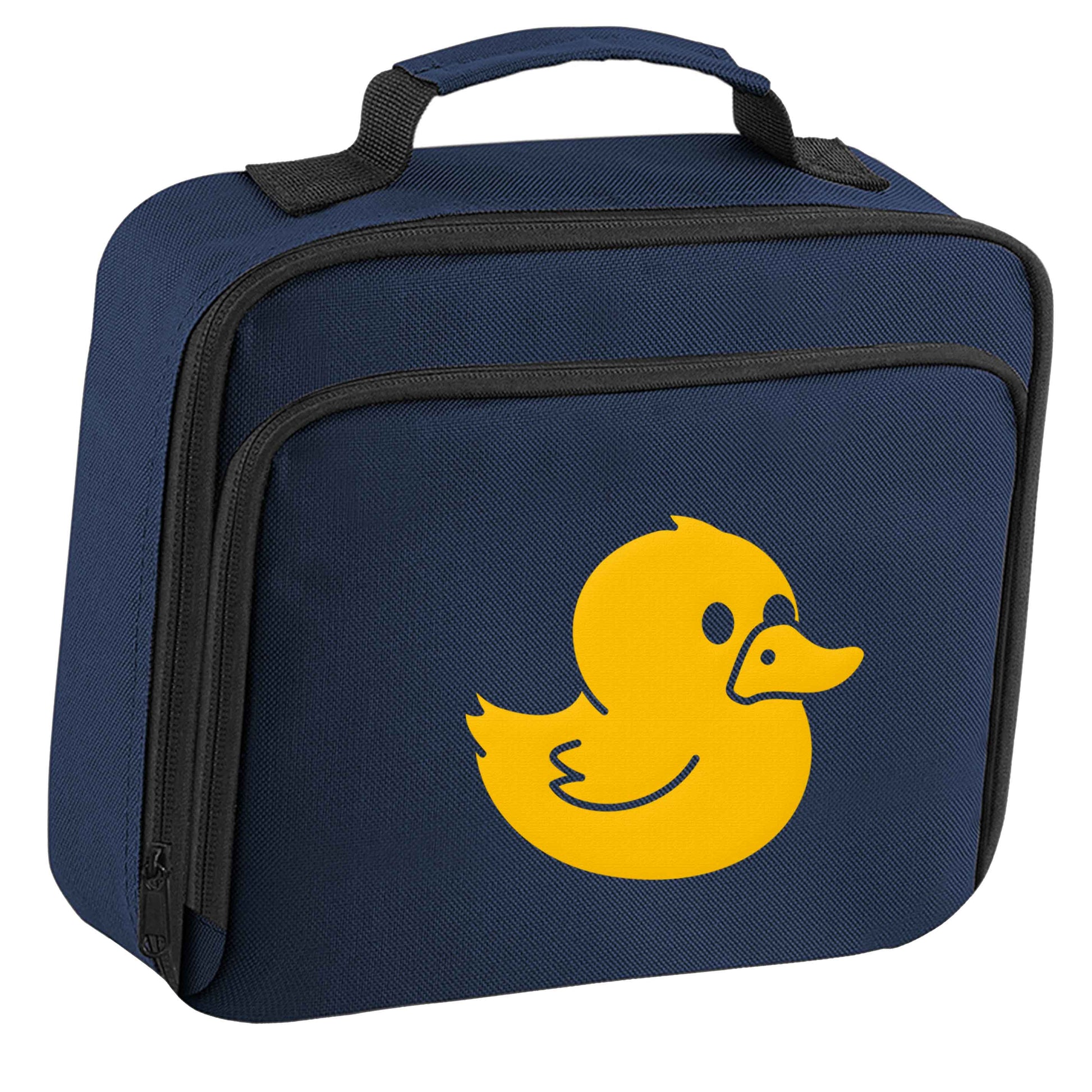 Duck illustration insulated navy lunch bag cooler