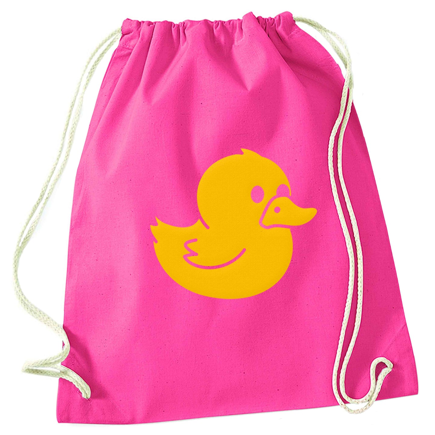 Duck illustration pink drawstring bag