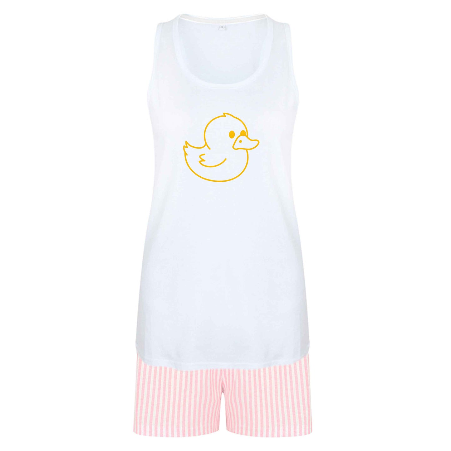 Duck illustration size XL women's pyjama shorts set in pink 