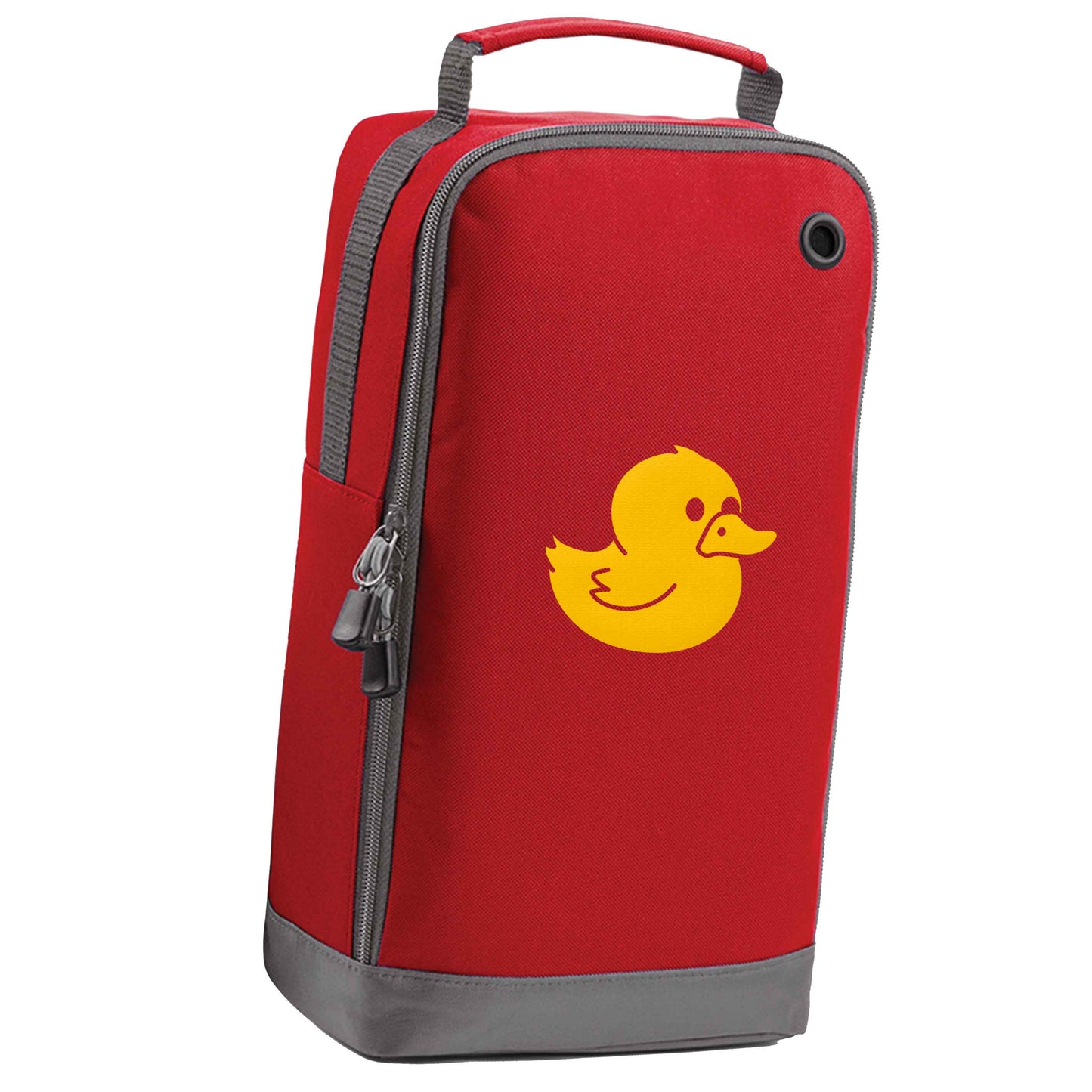 Duck illustration red sports shoe bag vertical print
