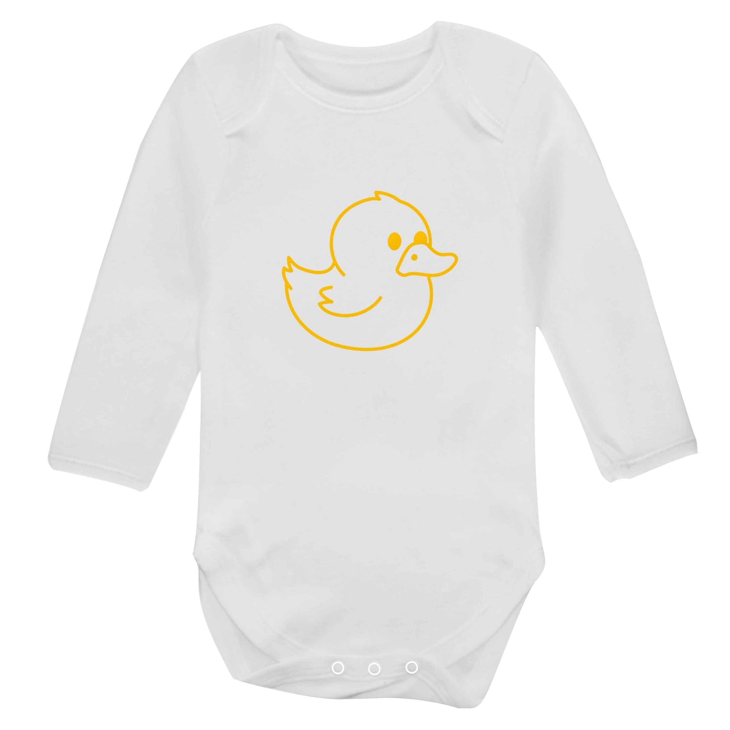 Duck illustration baby bodysuit long sleeved white 6-12 months