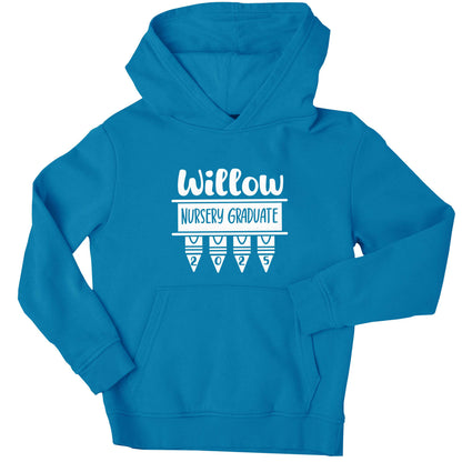 Personalised nursery graduate 2025 children's blue hoodie 12-13 Years