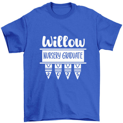 Personalised nursery graduate 2025 Children's blue Tshirt 12-13 Years