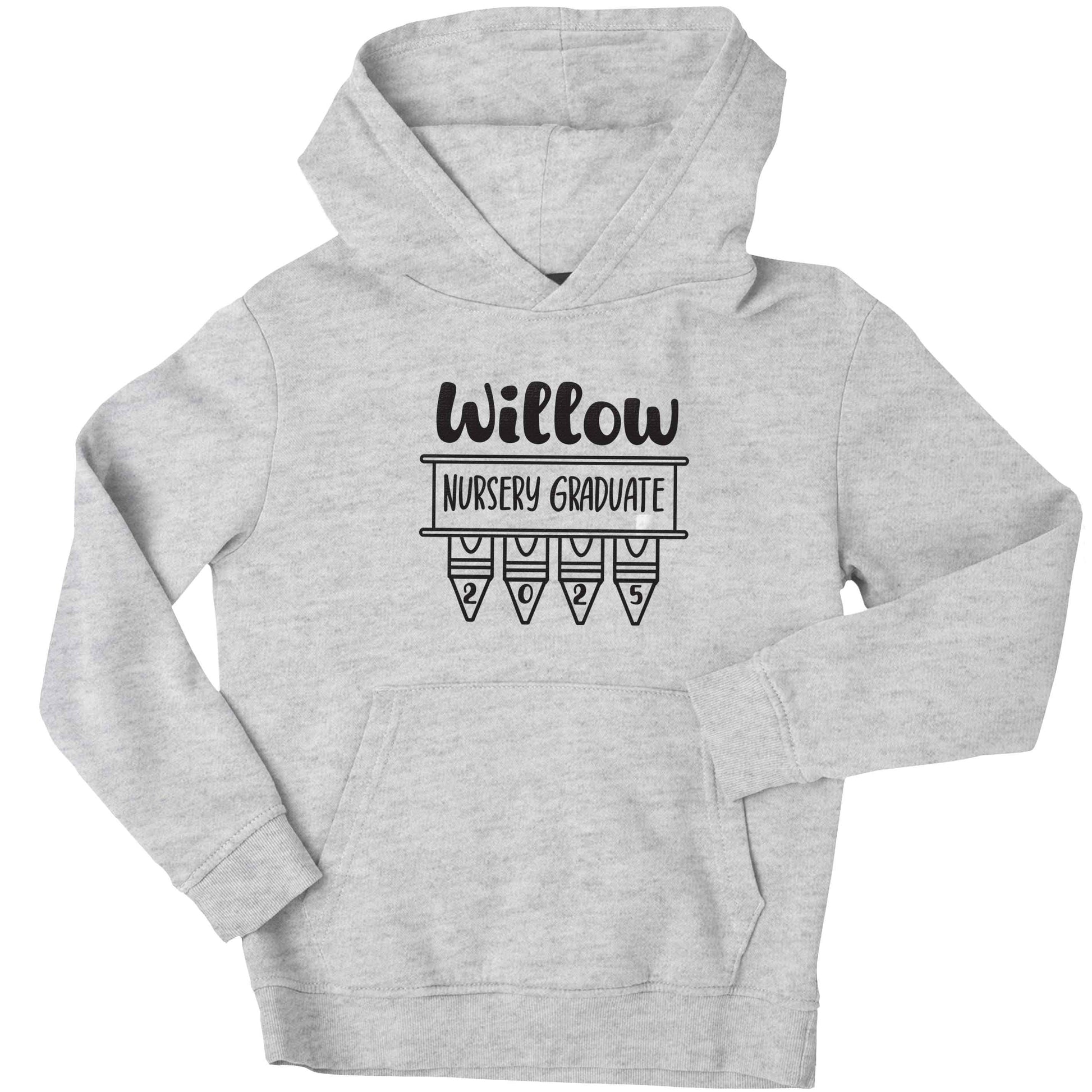 Personalised nursery graduate 2025 children's grey hoodie 12-13 Years
