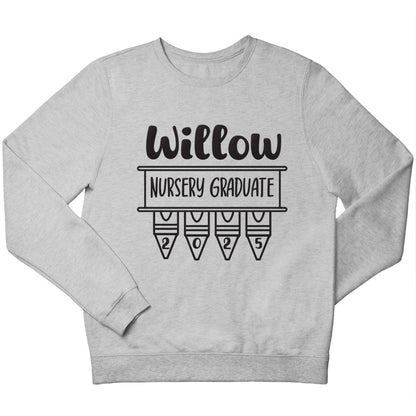 Personalised nursery graduate 2025 children's grey sweater 12-13 Years