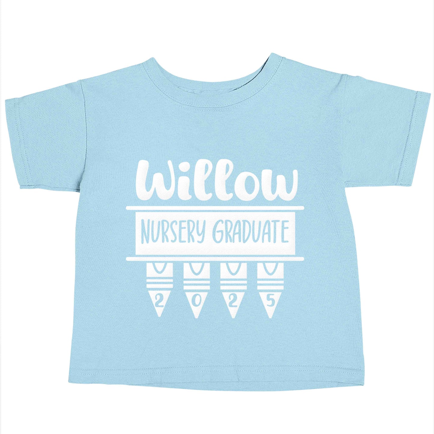 Personalised nursery graduate 2025 Children's light blue Tshirt 12-13 Years