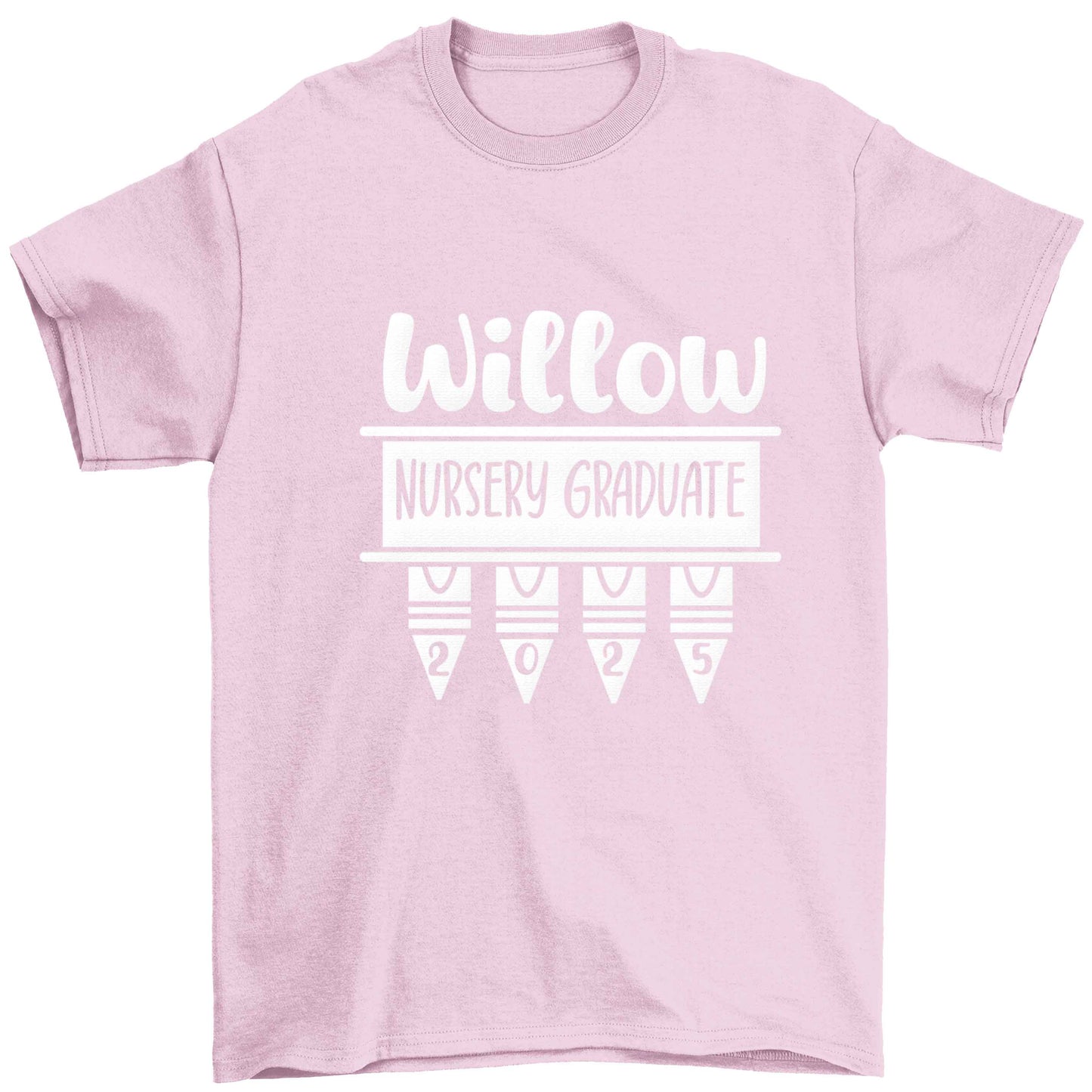 Personalised nursery graduate 2025 Children's light pink Tshirt 12-13 Years