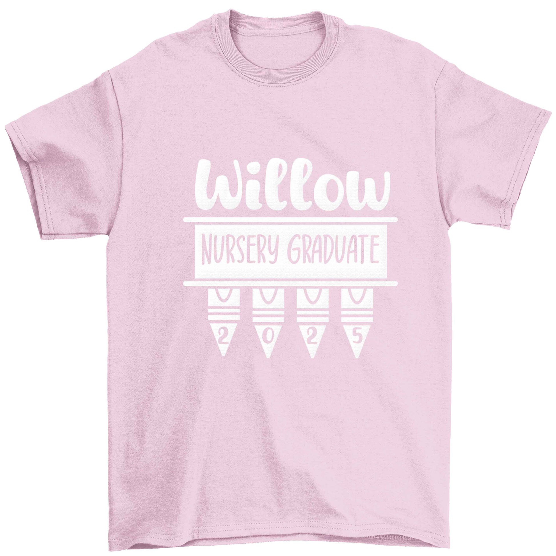 Personalised nursery graduate 2025 Children's light pink Tshirt 12-13 Years