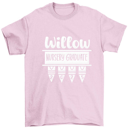 Personalised nursery graduate 2025 Children's light pink Tshirt 12-13 Years