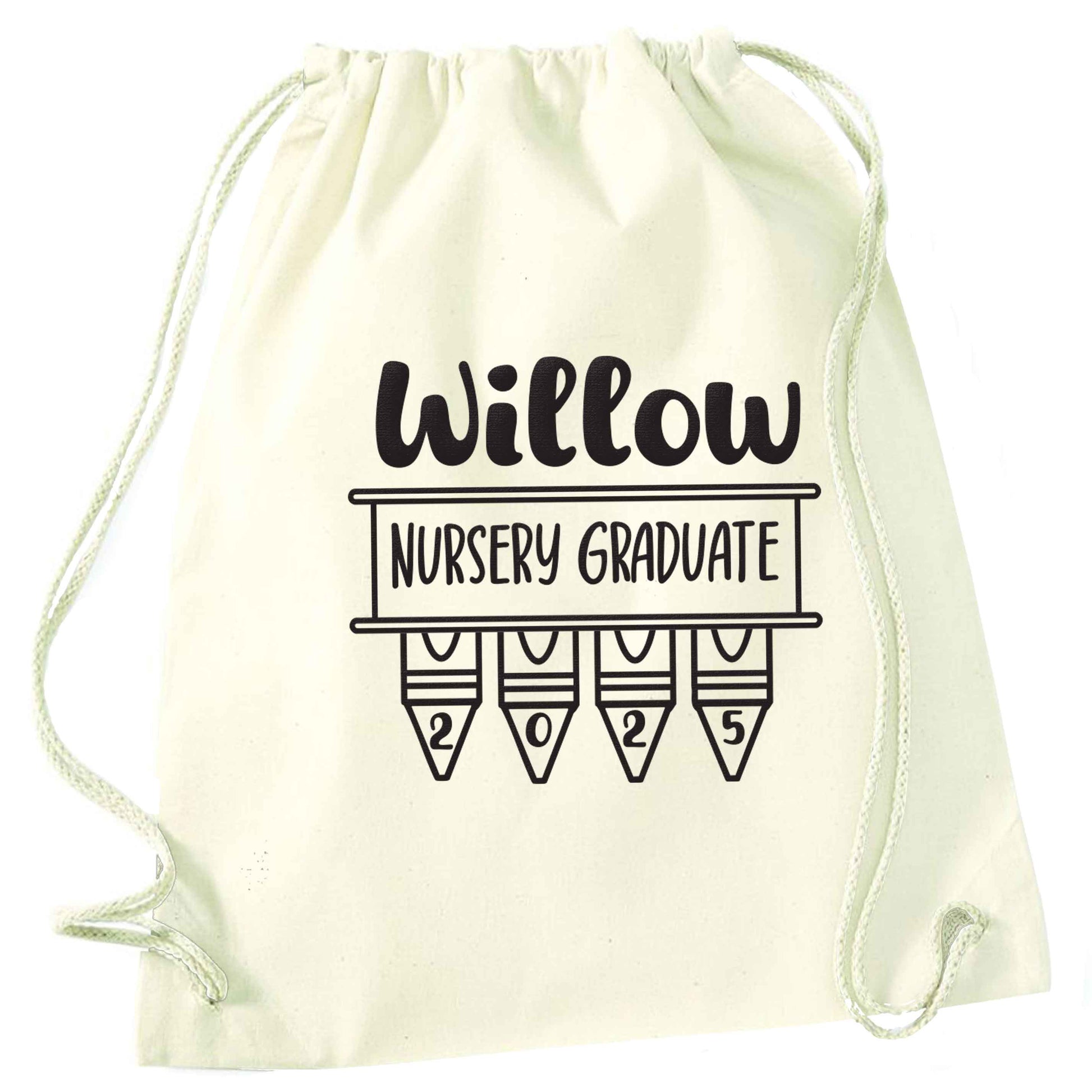 Personalised nursery graduate 2025 natural drawstring bag