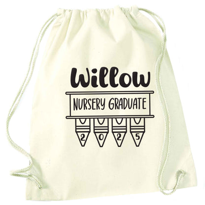 Personalised nursery graduate 2025 natural drawstring bag