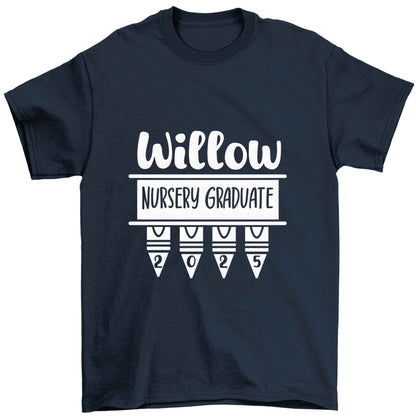Personalised nursery graduate 2025 Children's navy Tshirt 12-13 Years
