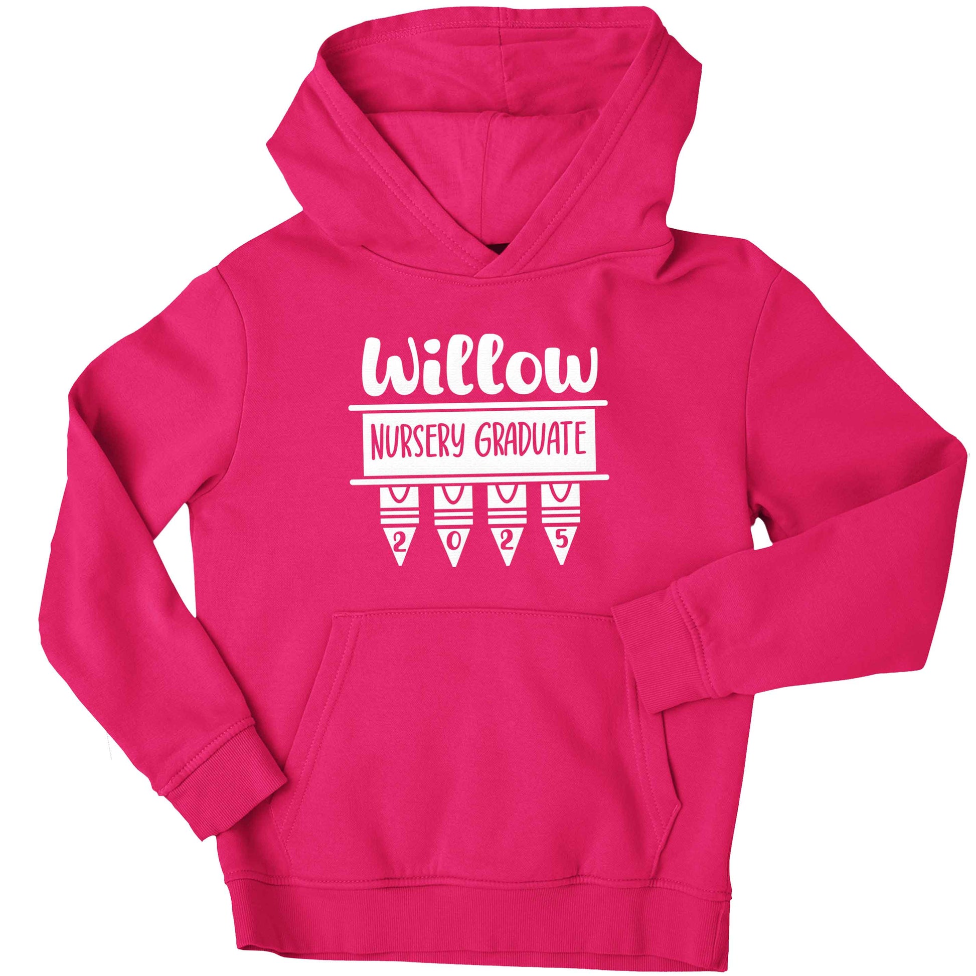 Personalised nursery graduate 2025 children's pink hoodie 12-13 Years