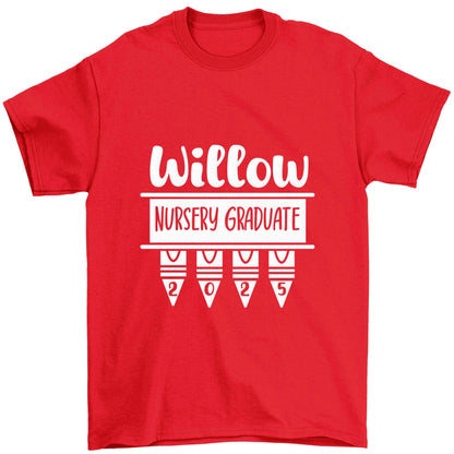 Personalised nursery graduate 2025 Children's red Tshirt 12-13 Years