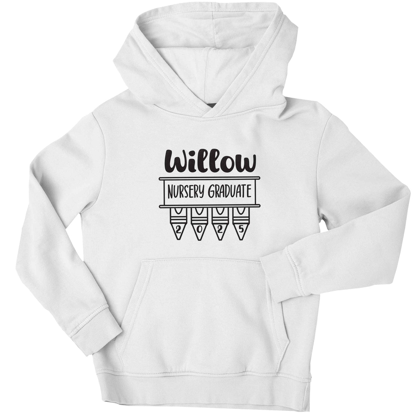 Personalised nursery graduate 2025 children's white hoodie 12-13 Years