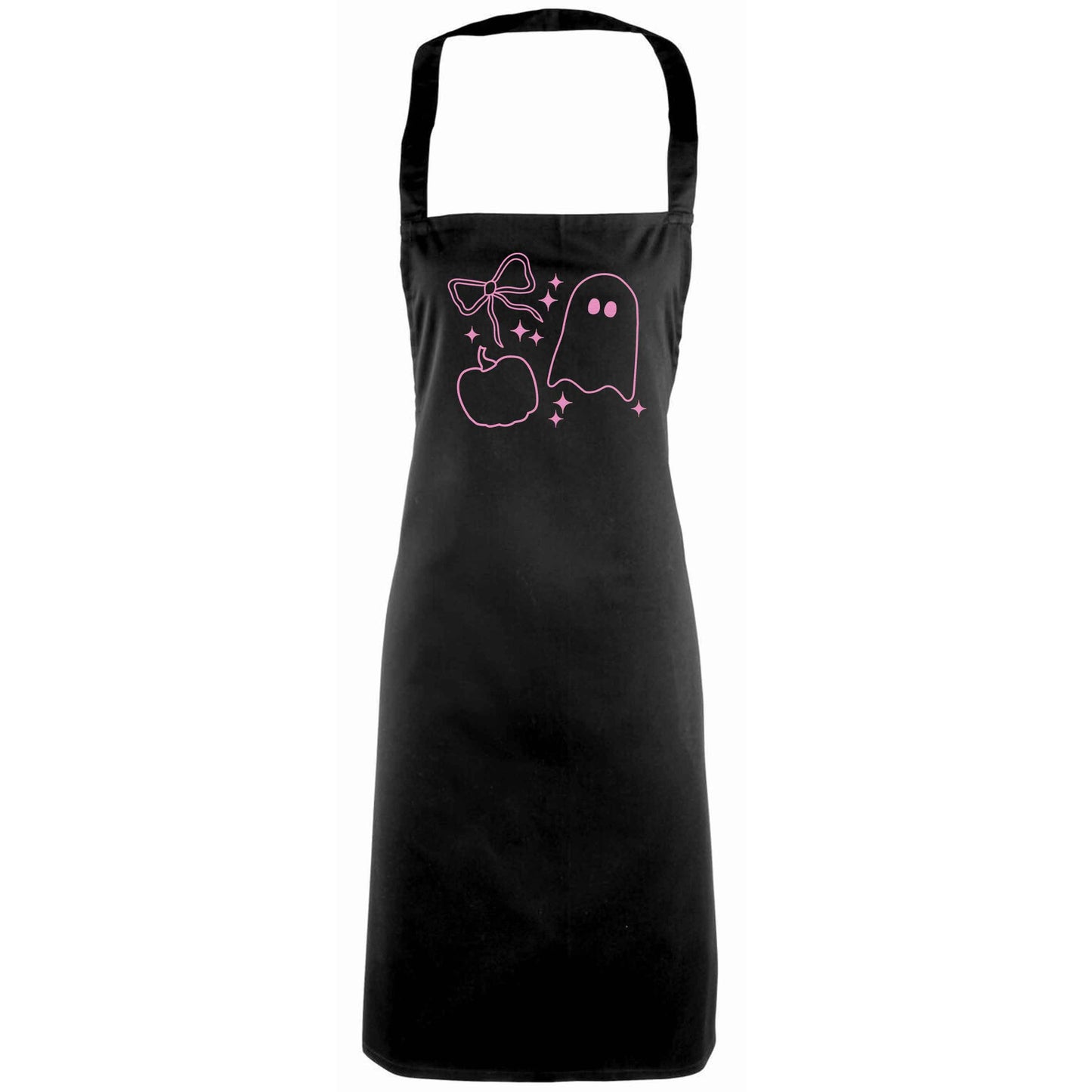 Ghost, bow and pumpkin illustration adults black apron