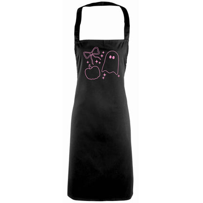 Ghost, bow and pumpkin illustration adults black apron