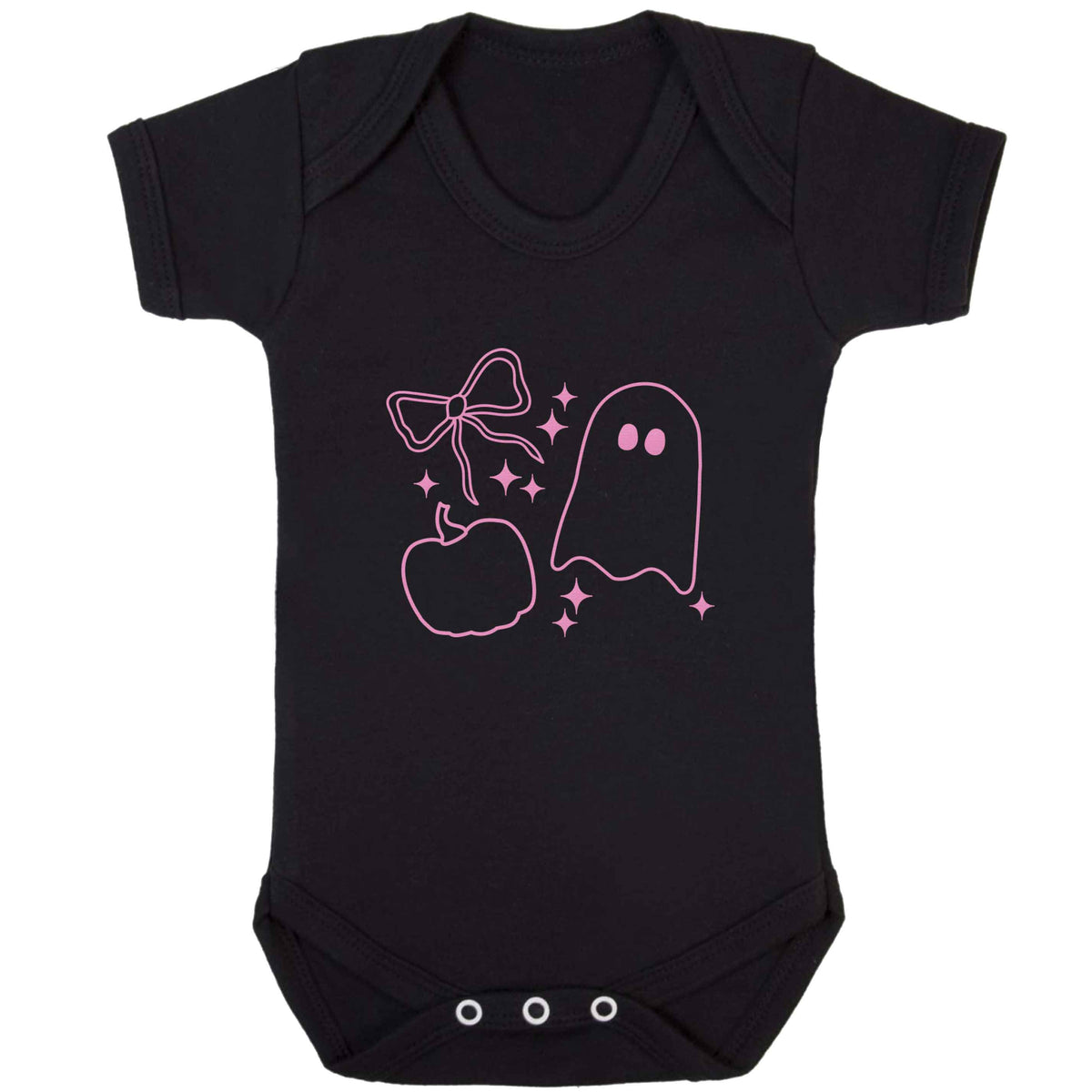Ghost, bow and pumpkin illustration baby bodysuit black 18-24 months