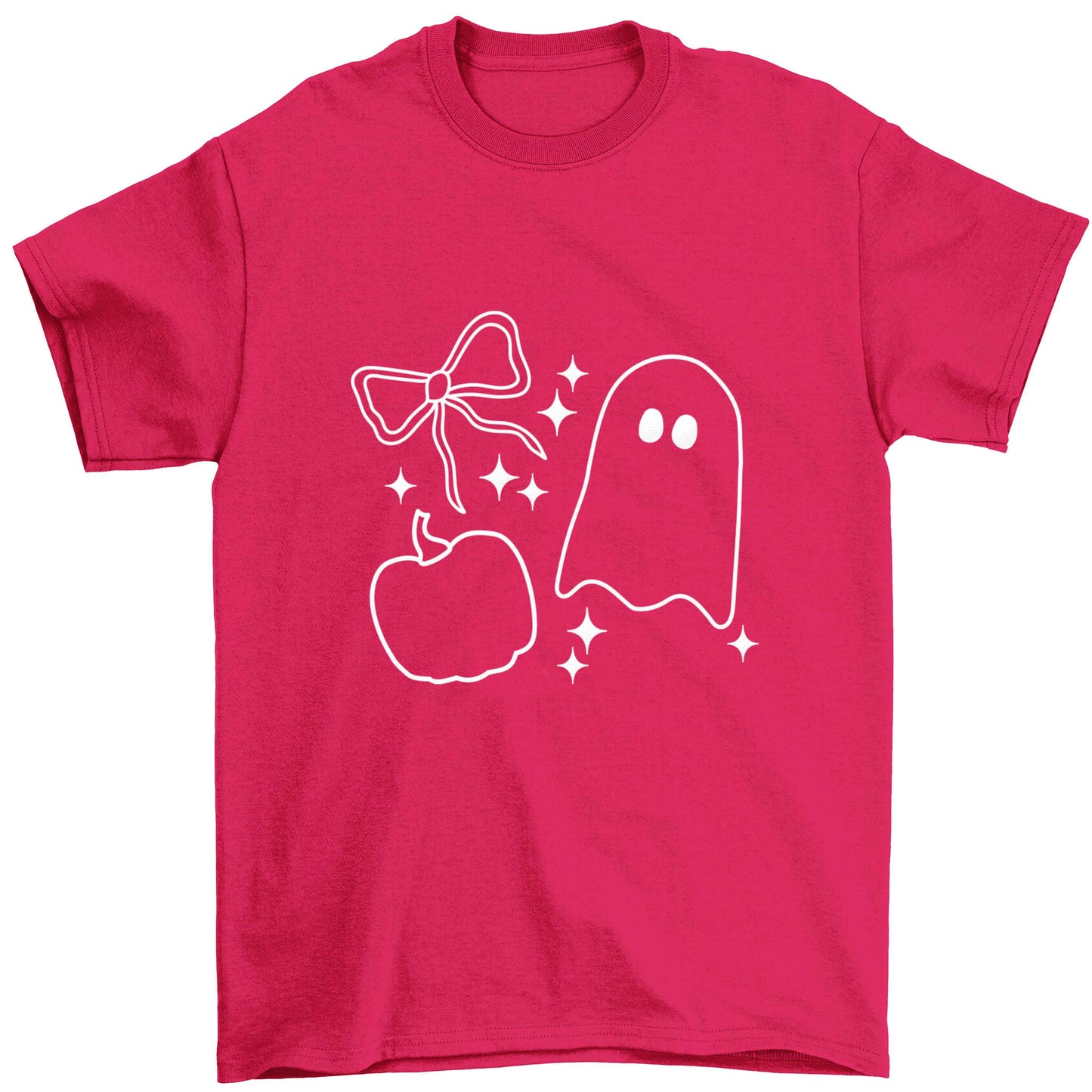 Ghost, bow and pumpkin illustration Children's pink Tshirt 12-13 Years