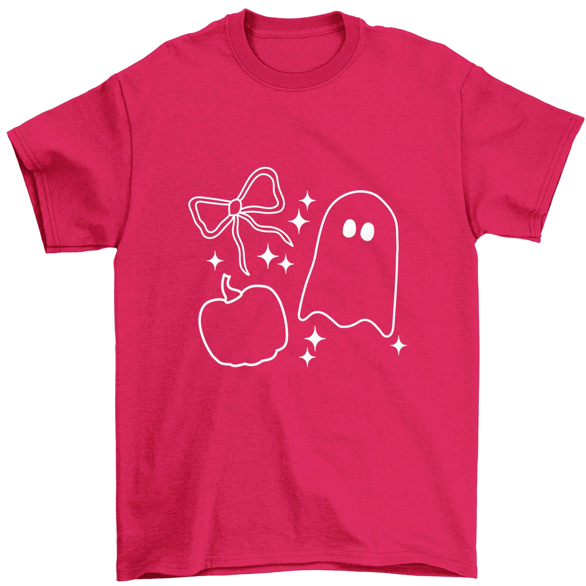Ghost, bow and pumpkin illustration Children's pink Tshirt 12-13 Years