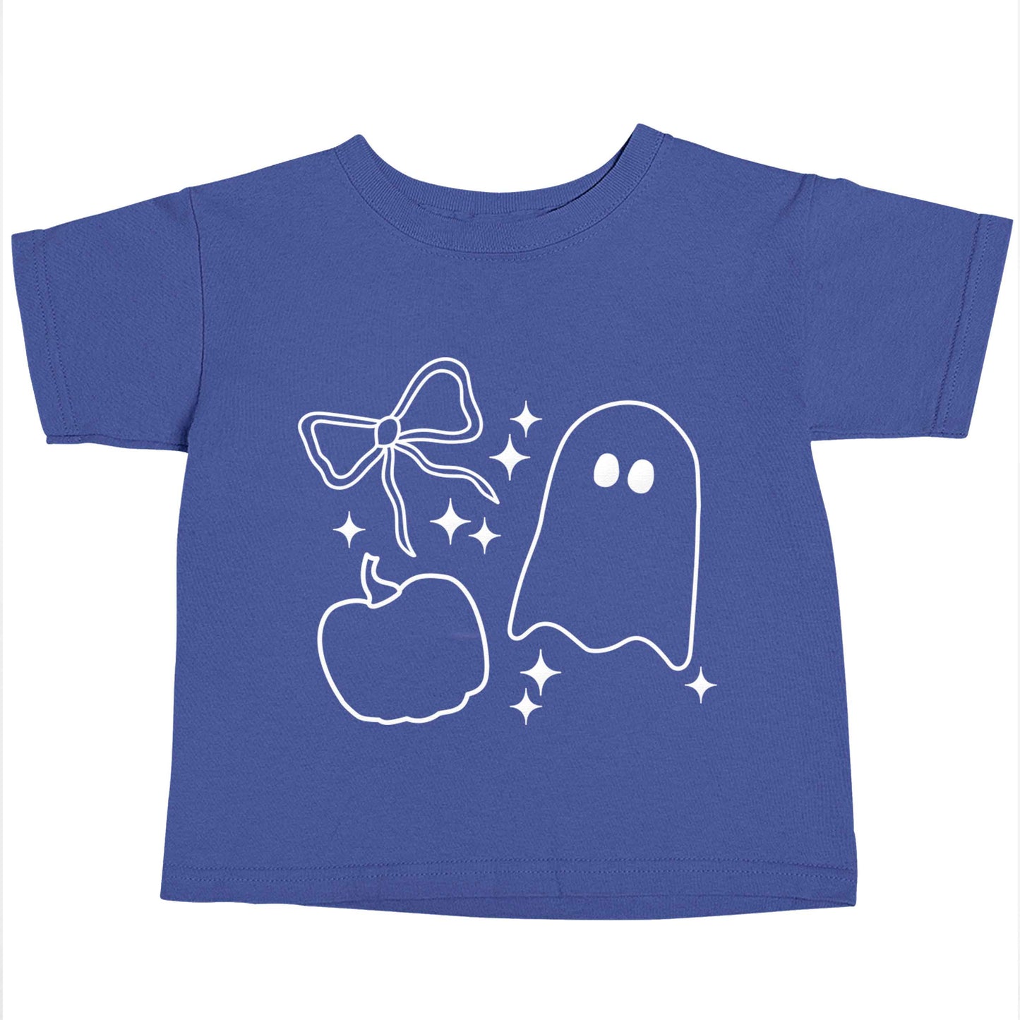 Ghost, bow and pumpkin illustration blue baby toddler Tshirt 2 Years