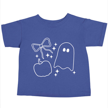 Ghost, bow and pumpkin illustration blue baby toddler Tshirt 2 Years